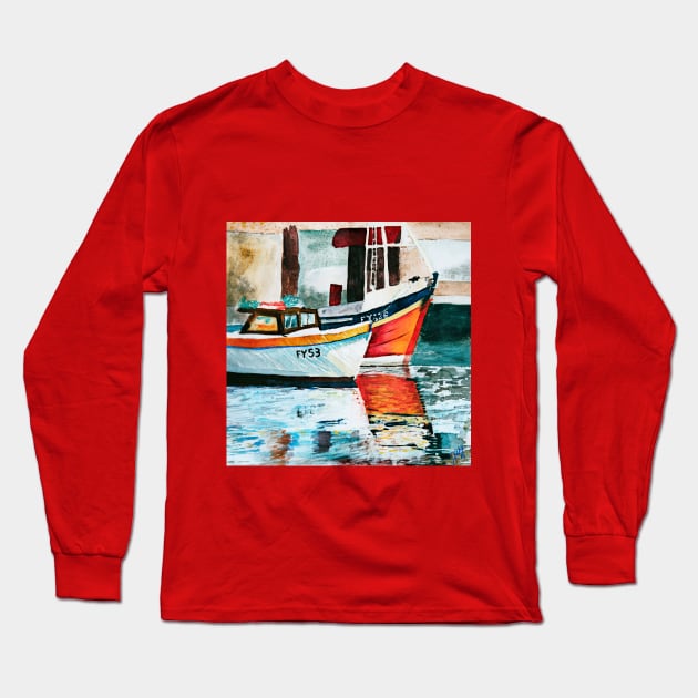 Boats in Harbour Long Sleeve T-Shirt by JulieWestmore